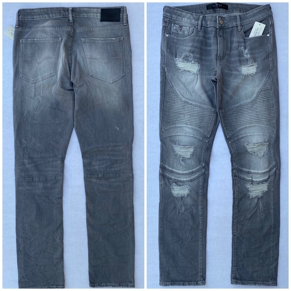 New GUESS Skinny Stitched Moto Men's Jeans SZ 32